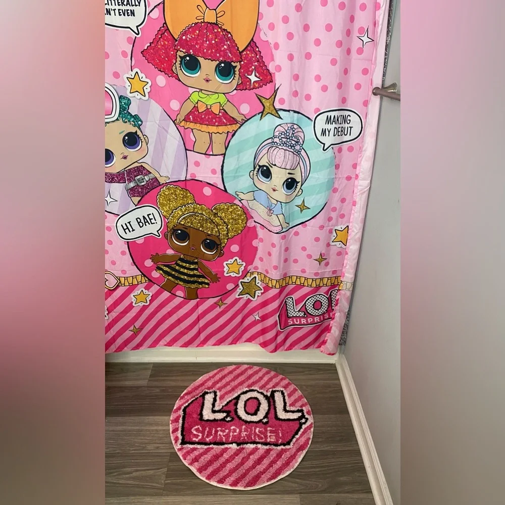 L.O.L. Surprise! Pink Doll Shower Curtain and rug Set